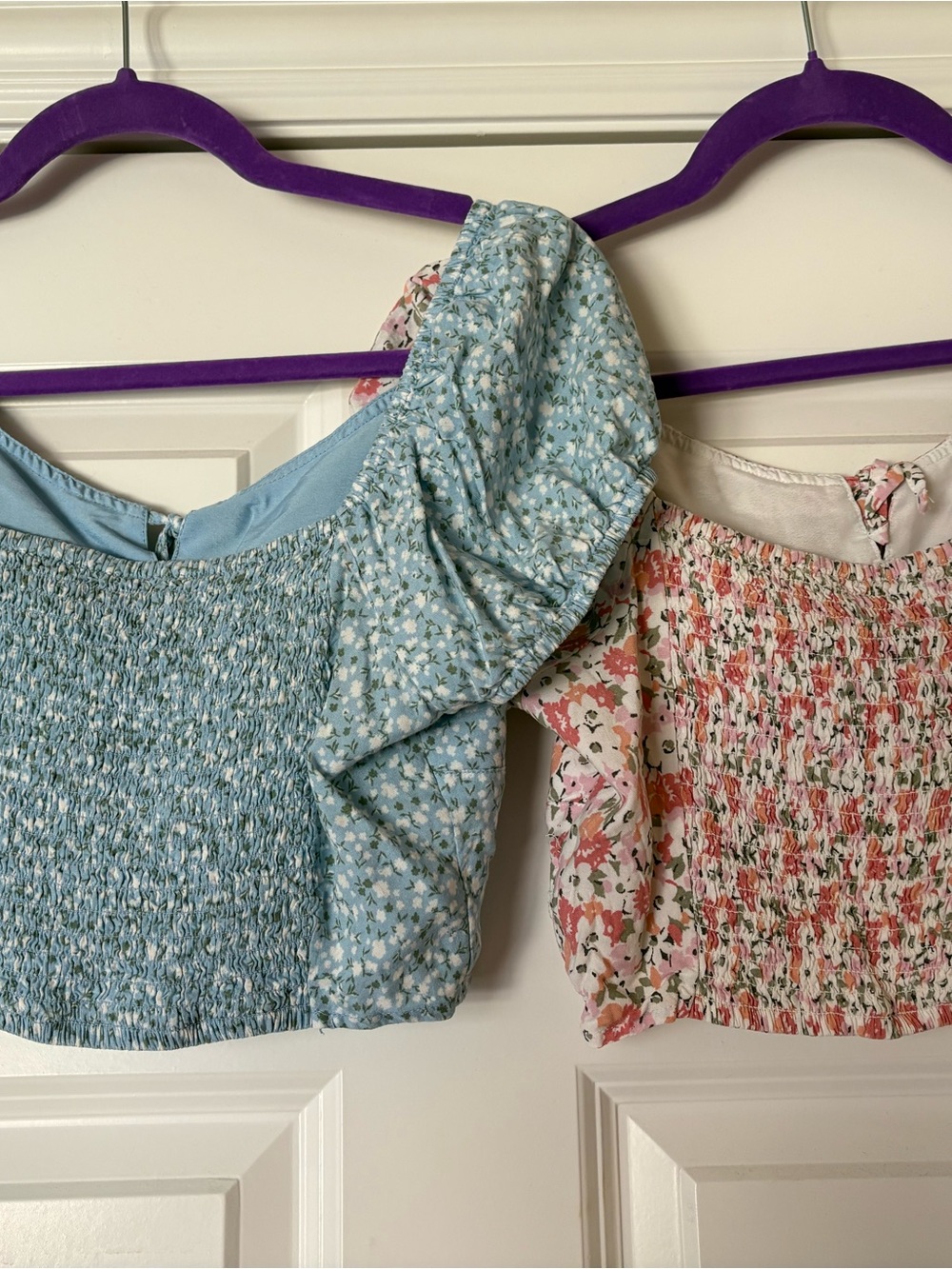 Hollister Pink & Blue Floral Sweetheart Crop Tops - Picture 2 of 2